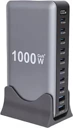 Мережева зарядна станція ILEPO 1000W на 2 USB+8 Type-C мультизарядний пристрій потужний блок живлення Black (19340) - мініатюра 2