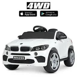 Дитячий електромобіль BMW на радіокеруванні (4 мотора по 45W MP3 USB) Джип Bambi M 4299EBLR-1 Білий