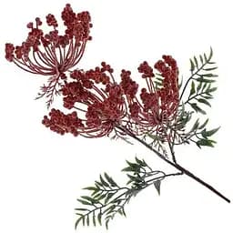 Декоративная ветка хвои с ягодами Красный 60 см