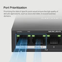5-портовий настільний гігабітний комутатор з 4 портами РоЕ, MS105GP MERCUSYS - мініатюра 6