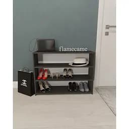 Полиця для взуття Flamecame підлогова для дому трирівнева з ДСП II OF-950 Антрацит