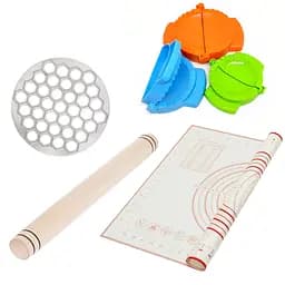 Комплект для приготування пельменів та вареників (килимок 40х50 см, скалка дерево, пельменниця, форми пластик), Kitchen Master 85339