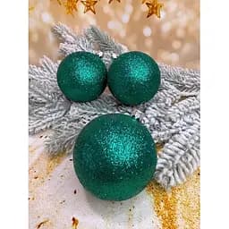 Набір ялинкових куль Блиск 80 мм 6 шт Смарагдовий