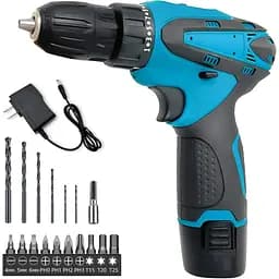 Акумуляторний дриль 12 В, електрична викрутка з 25+1 рівнями крутного моменту, світлодіодне підсвічування, 50 Нм, 2-швидкісне