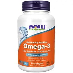 Жирные кислоты NOW Molecularly Distilled Omega-3, 90 капсул