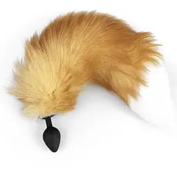 Силіконова анальна пробка Art of Sex з хвостом із натурального хутра Size M Red fox