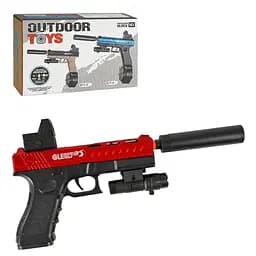 Іграшковий пістолет з орбізами, 3 типами магазинів, глушником, прицілом та акумулятором, Червоний