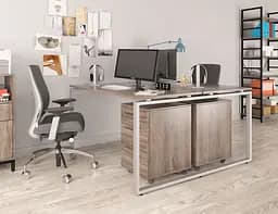 Подвійний письмовий стіл Loft design Q-140 (Дуб Палена)