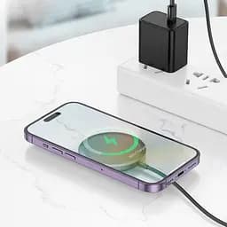 Бездротовий ЗП HOCO CW52 Enjoy magnetic wireless fast charging чорний - мініатюра 2