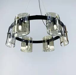 Подвесная люстра в черном цвете с янтарными пластинами Line.F D 3903/6 BK AMBER