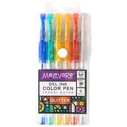 Набір ручок гелевих Malevaro Glitter з блискітками 6 кольорів (ЦБ-00207777)