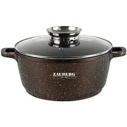 Каструля Zauberg алюмінієва 2.3 л 20 см кругла з мармуровим покриттям та кришкою шоколад (0320-CH)