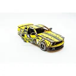 Дерев'яний 3D конструктор Muscle car GT PuzzleOk Puz-00638 162 деталі жовтий  - мініатюра 5