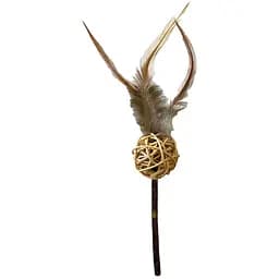 Игрушка для кошек Croci Euphoria Wand Палочка из серебряной лозы с шариком и пером 11 см