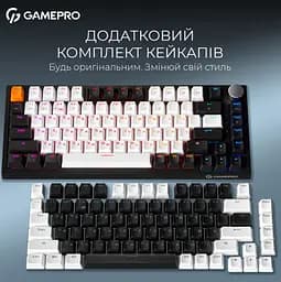 Клавиатура беспроводная игровая механическая GamePro MK-160-B Pro Black-White QLAB Orange Switches Hot-Swap - мініатюра 6