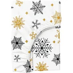 Простирадло Cosas на резинці фланель 100х200 winter cs1, бежевий (Flannel_SnowflakesBlackBeige_100x200x20)