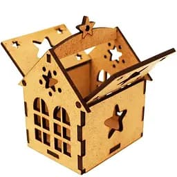 Заготовка Rosa Talent Домик со звездой 1 с подвесом ДВП 7х7х10 см