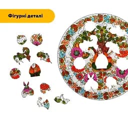Дерев'яний фігурний пазл Петриківський Розпис Мамай Катерини Каракуці, А5, Картонна коробка 35 елементів - мініатюра 3