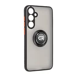 Чехол с кольцом-держателем для Samsung Galaxy S23 FE 5G (SM-S711), Frosted Matte Ring, черный, защитная панель с матовой задней стенкой, противоударный чехол с защитой всего корпуса, TPU + поликарбонат (PC), с защитой камеры