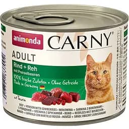 Влажный корм для кошек Animonda Carny Adult Beef + Venison with Cowberries, с говядиной, олениной и брусникой 200 г