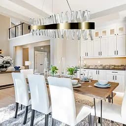 Видовжена люстра з кришталевоподібними паличками Line.F 7006-1000S