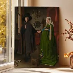 Інтер'єрна картина Портрет подружжя Арнольфіні, Ян ван Ейк, Jan van Eyck, Arnolfini Portrait, інтер'єрний декор, 82×60 см (id6982)