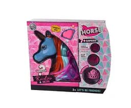 Голова для причесок Единорог LK1076, свет, звук, сюрпризы, в коробке (6990876431760) Голубой