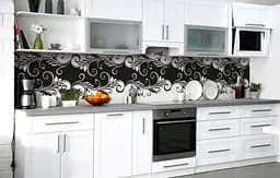 Кухонний фартух Монохромні вензелі ПВХ 60х250 см самоклеючий Абстракція Чорний Happy Pocket Z183905