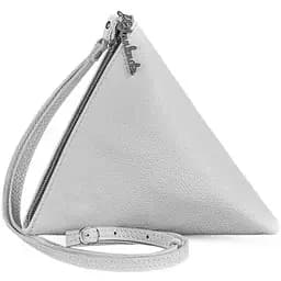 Шкіряна жіноча сумка-косметичка Піраміда біла