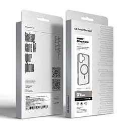 Чехол Apple iPhone 16 Plus, Unit MagSafe, серый, прозрачный, магсейф, противоударный, магнитный, панель-накладка с поддержкой MagSafe, с поддержкой беспроводной зарядки, TPU+PC, защита всего корпуса, ударопрочный, ArmorStandart (ARM79289) - мініатюра 6