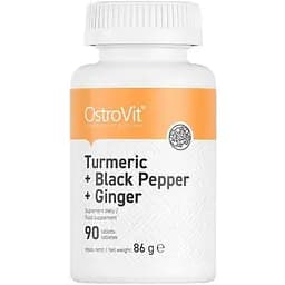 Натуральна добавка OstroVit Turmeric + Black Pepper + Ginger, 90 таблеток