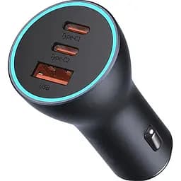 Автомобільний зарядний пристрій Baseus Golden Contactor Triple Fast Charger Car Charger 65W U+C+C CGJP010013 Dark Grey