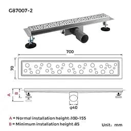 Душовий канал Gappo G87007-2 70x700 мм нержавіюча сталь - мініатюра 8