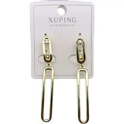 Сережки Xuping з геометричною підвіскою та камінцями гіпоалергенне медичне золото
