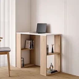 Стіл комп'ютерний письмовий з чотирма поличками з ДСП II S-11 Белий + дуб сонома