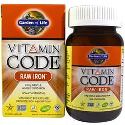 Сире залізо з вітамінами та пробіотиками Garden of Life Vitamin Code 30 гелевих капсул