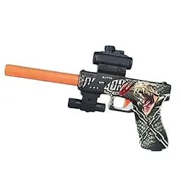 Пістолет 101 WB-03 з прицілом і глушником, механічний, стріляє орбізами, синій колір