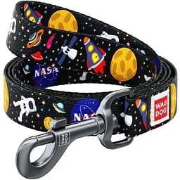 Повідець для собак Waudog Nylon NASA, нейлоновий, M, 122х2 см, чорний