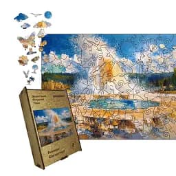 Деревянный фигурный пазл Гейзеры Йеллоустоуна, А2, Деревянная коробка 300+ элементов