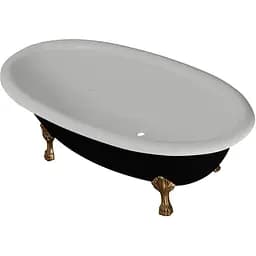 Ванна окремостояча матова Amdcon Olmpa 180x90 чорна з литого каменю бронзові ніжки OLMPA_180_nzhk-br_BLACK_MAT Чорний матовий