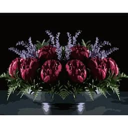 Картина по номерам Strateg Красные пионы на черном фоне 50 x 40 см (AH1280)