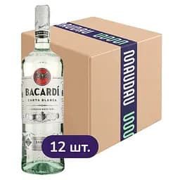 Упаковка рому Bacardi Carta Blanca 40% 12 л (1 л х 12 шт.)
