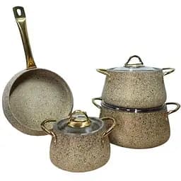 Набір кастрюль O.M.S. Collection 3041 з гранітно-мармуровим покриттям Пісочний (Туреччина)