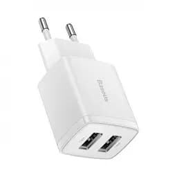 Мережевий зарядний пристрій Baseus Compact Charger 2USB 10.5 W EU CCXJ010202 White