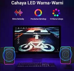 Комп'ютерні колонки Kisonli X21 Bluetooth, 20 W, USB, RGB light, Black - мініатюра 5