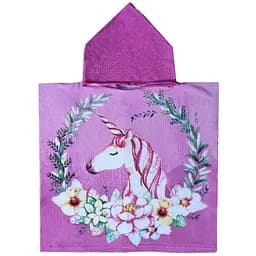Рушник дитячий Love You Єдиноріг у квітковому колі банний з капюшоном бузковий 115 x 60 см (4599)