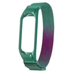 Ремешок Миланская петля радужный для Xiaomi Mi Band 3/4, 37 бирюзово-фиолетовый