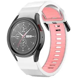 Ремешок для Samsung Galaxy Watch 4 Classic 46mm - бело-розовый ширина крепления 20мм силикон размер L Watchbands Ribbed (W11-3WB40054930)