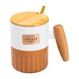 chashka-keramichna-400-ml-vintage-z-bambukovoiu-kryshkoiu-ta-lozhkoiu-pomaranchevyi-z-bilym-happy-life-hp7204br