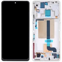 Дисплей Xiaomi Poco F4 GT чорний, Amoled, оригінал PRC переклеєне скло, з рамкою сріблястого кольору, Knight Silver